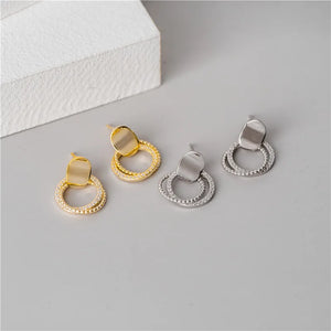 925 Silver Twist Crystal Earrings Stud Brincos