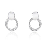 925 Silver Twist Crystal Earrings Stud Brincos
