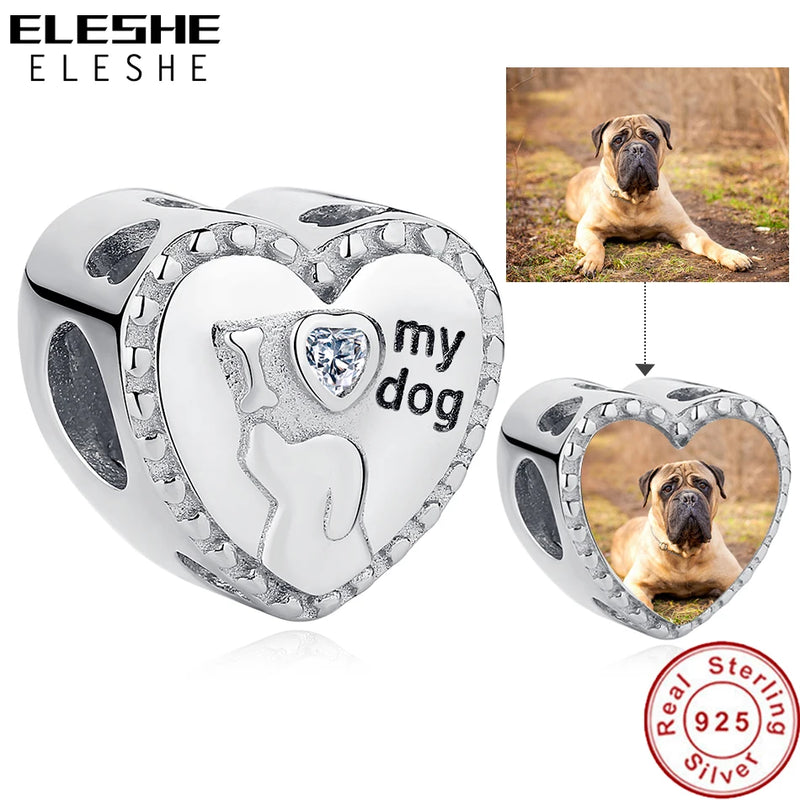 925 Silver Dog Charm Crystal Bead Bracelet Women Jewelry