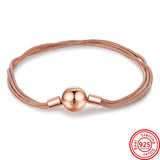 925 Silver Pink Fan Chain Bracelet for Women