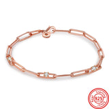 925 Silver Pink Fan Chain Bracelet for Women