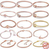 925 Silver Pink Fan Chain Bracelet for Women