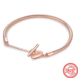925 Silver Pink Fan Chain Bracelet for Women