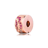 925 Sterling Silver Pink Fan Spacer Clip Charm Beads for Jewelry Making