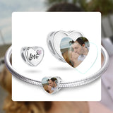 925 Silver Pink Heart Charm Bead for Bracelets DIY Jewelry