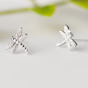 Dragonfly Stud Earrings 925 Silver Prevent Allergy Jewelry