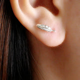 925 Silver Feather Stud Earrings Allergy Free Wedding Jewelry