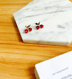 925 Silver Red Cherry Stud Earrings for Women