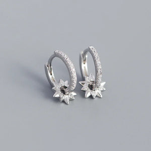 925 Sterling Silver Zircon Star Earrings