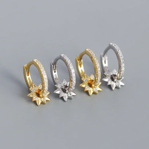 925 Sterling Silver Zircon Star Earrings