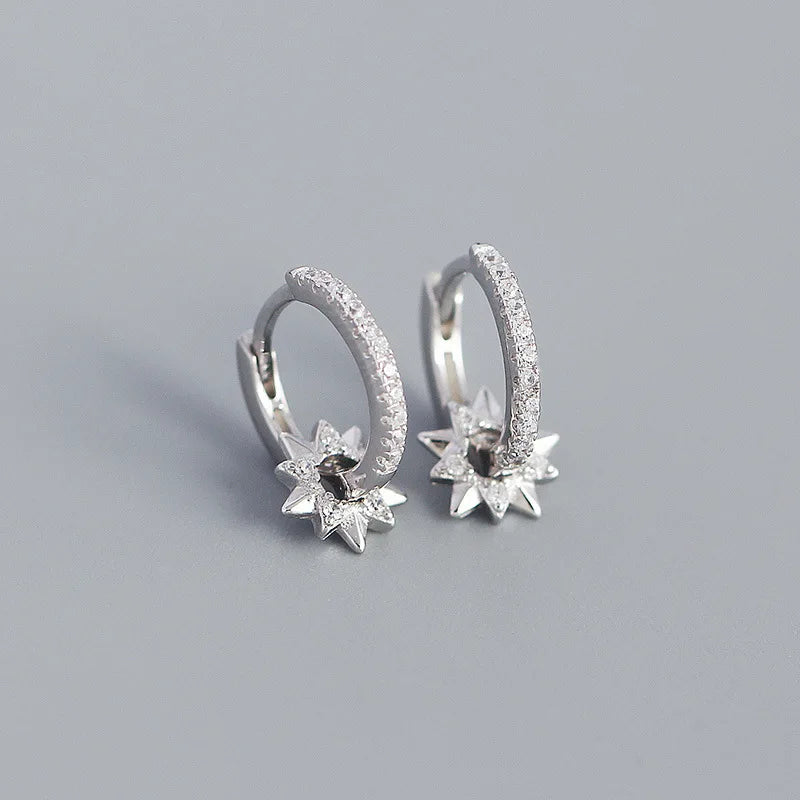 925 Sterling Silver Zircon Star Earrings