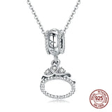 925 Silver Princess Crown Necklace Pendant Zircon for Women