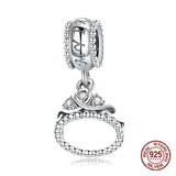 925 Silver Princess Crown Necklace Pendant Zircon for Women