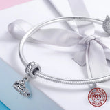 925 Silver Princess Crown Necklace Pendant Zircon for Women