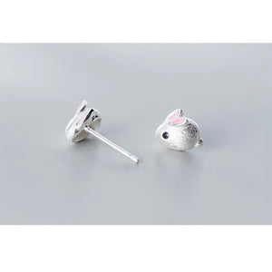 925 Sterling Silver Rabbit Stud Earrings For Women