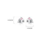 925 Sterling Silver Rabbit Stud Earrings For Women