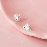 925 Sterling Silver Rabbit Stud Earrings For Women