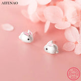 925 Sterling Silver Rabbit Stud Earrings For Women