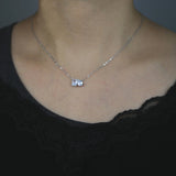 925 Silver Tear Drop Charm Necklace CZ Chain Link Choker