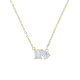 925 Silver Tear Drop Charm Necklace CZ Chain Link Choker