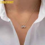 925 Silver Tear Drop Charm Necklace CZ Chain Link Choker