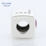 925 Silver Red & Clear CZ Love Dice Charm Beads Fits Bracelet