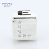 925 Silver Red & Clear CZ Love Dice Charm Beads Fits Bracelet