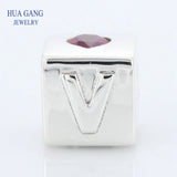 925 Silver Red & Clear CZ Love Dice Charm Beads Fits Bracelet