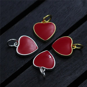 925 Silver Red Heart Charm Gold/Silver Pendant DIY Jewelry Findings