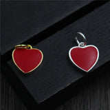 925 Silver Red Heart Charm Gold/Silver Pendant DIY Jewelry Findings