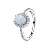 925 Silver Ring Oval Opal with Cubic Zircon Women's Ring
