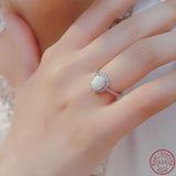 925 Silver Ring Oval Opal with Cubic Zircon Women's Ring