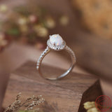 925 Silver Ring Oval Opal with Cubic Zircon Women's Ring