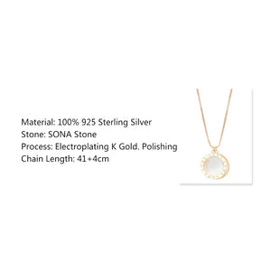 925 Silver Roman Numeral Round Pendant Necklace