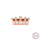 925 Sterling Silver CZ Crown Clip Charm Bead for Bracelet DIY Gift