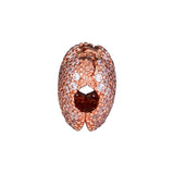 925 Silver Rose Pave Heart Clip Bead for Bracelets
