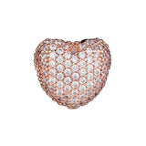 925 Silver Rose Pave Heart Clip Bead for Bracelets