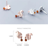 925 Silver Squirrel Pine Nut Stud Earrings for Girls