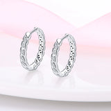 925 Silver CZ Hoop Earrings Heart Geometric Design