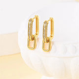 925 Silver CZ Hoop Earrings Heart Geometric Design