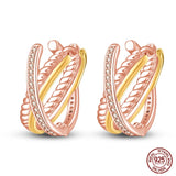 925 Silver Rose Heart CZ Hoop Earrings for Women