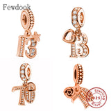 925 Silver Rose 13th 70th Bithday Bead Bracelet Necklace Making Women Jewelry