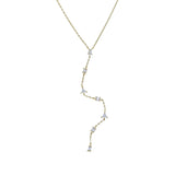 925 Silver Rose Silver CZ Stone Y Lariat Necklace