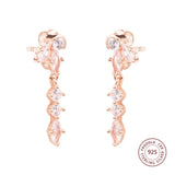 925 Silver Rose Sparkling Herbarium Cluster Drop Earrings