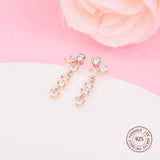 925 Silver Rose Sparkling Herbarium Cluster Drop Earrings