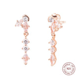 925 Silver Rose Sparkling Herbarium Cluster Drop Earrings