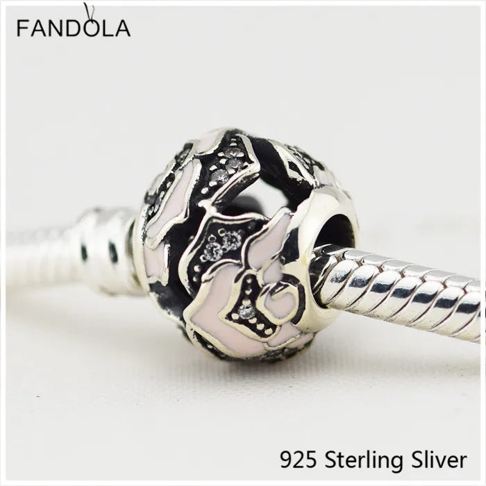 925 Sterling Silver Rose Charm for DIY Bracelets