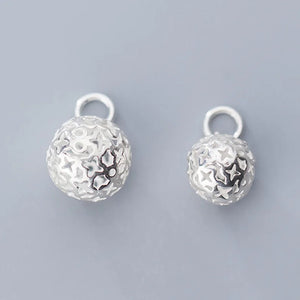 925 Sterling Silver Round Ball Ornament Charms 10mm 12mm