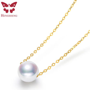 925 Silver Round Freshwater Pearl Pendant Necklace for Women