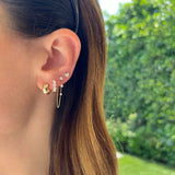 925 Silver Round Cz Paved Earring Women Tassel Dangle Drop